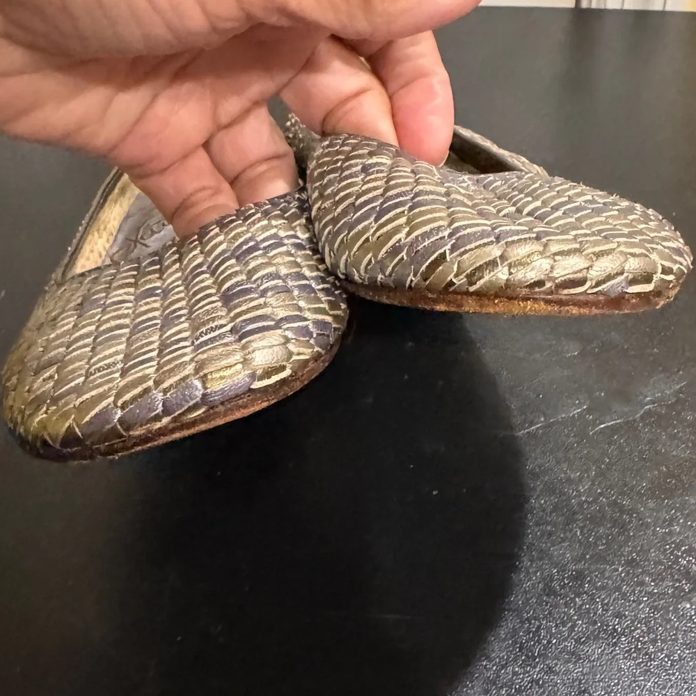 Naughty Monkey Metallic leather woven silver and blue Flats sizes 8